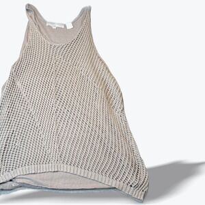 Inhabit Crochet Tank Top Draped Open Knit Layered‎ Linen Blend Grunge Chic Small